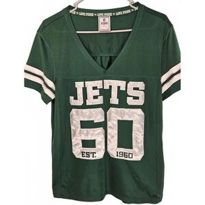 Victoria's Secret PINK NY Jets Jersey Womens M Green Mesh Sporty Fan‎ Gear